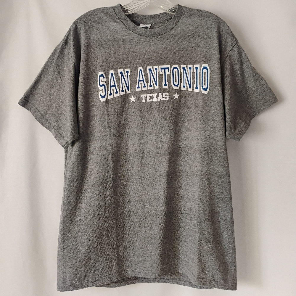 Men's Large San Antonio Texas USA American Graphic Tee Gray Short Sleeve T-shirt